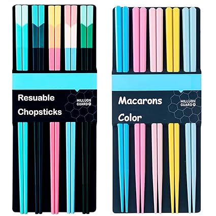 Fejapa 10 Reusable Chopsticks Fiberglass Diswasher Safe Colorful Chop Stick Gift Set for Friends Non slip Adults Chopsticks for Eating Snacks Japanese Chinese Food Sushi BBQ Party Wedding Home Travel