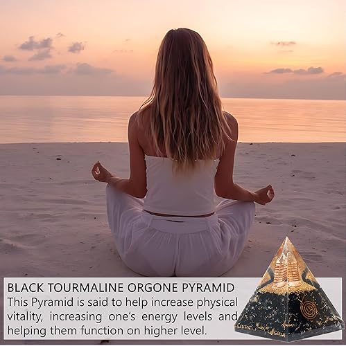 Miniatura 6 de Black Tourmaline Orgone Pyramid for Protection & Security  Orgonite pyramids with Copper Coil and Crystal Quartz for Chakra Protection