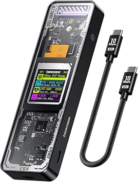 DOCKCASE Explorer Edition M.2 NVMe SSD Enclosure,Support 10s PLP Prevents Write Data Loss,USB 3.2 Gen 2 Type-C 10 Gbps, fits NVMe PCIe,Size 2230/2242/2260/2280,Support M-Key B+M Key UASP