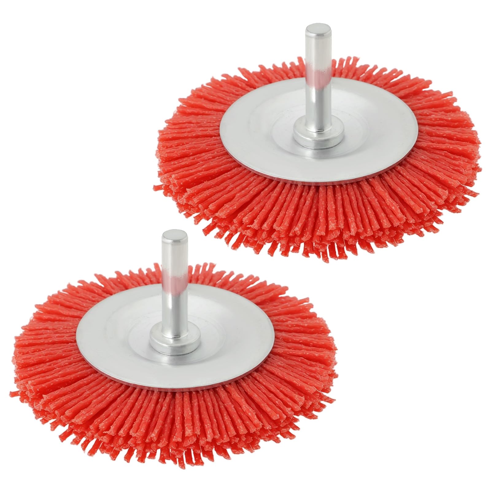 EMSea 2pcs Cepillos de Rueda de Nailon Abrasivos de 75mm Cepillo Redondo de Nailon de 6mm Cepillo de Copa de Nailon 80# para Eliminar óxido Corrosión Pintura Y Rebabas de Metal Madera