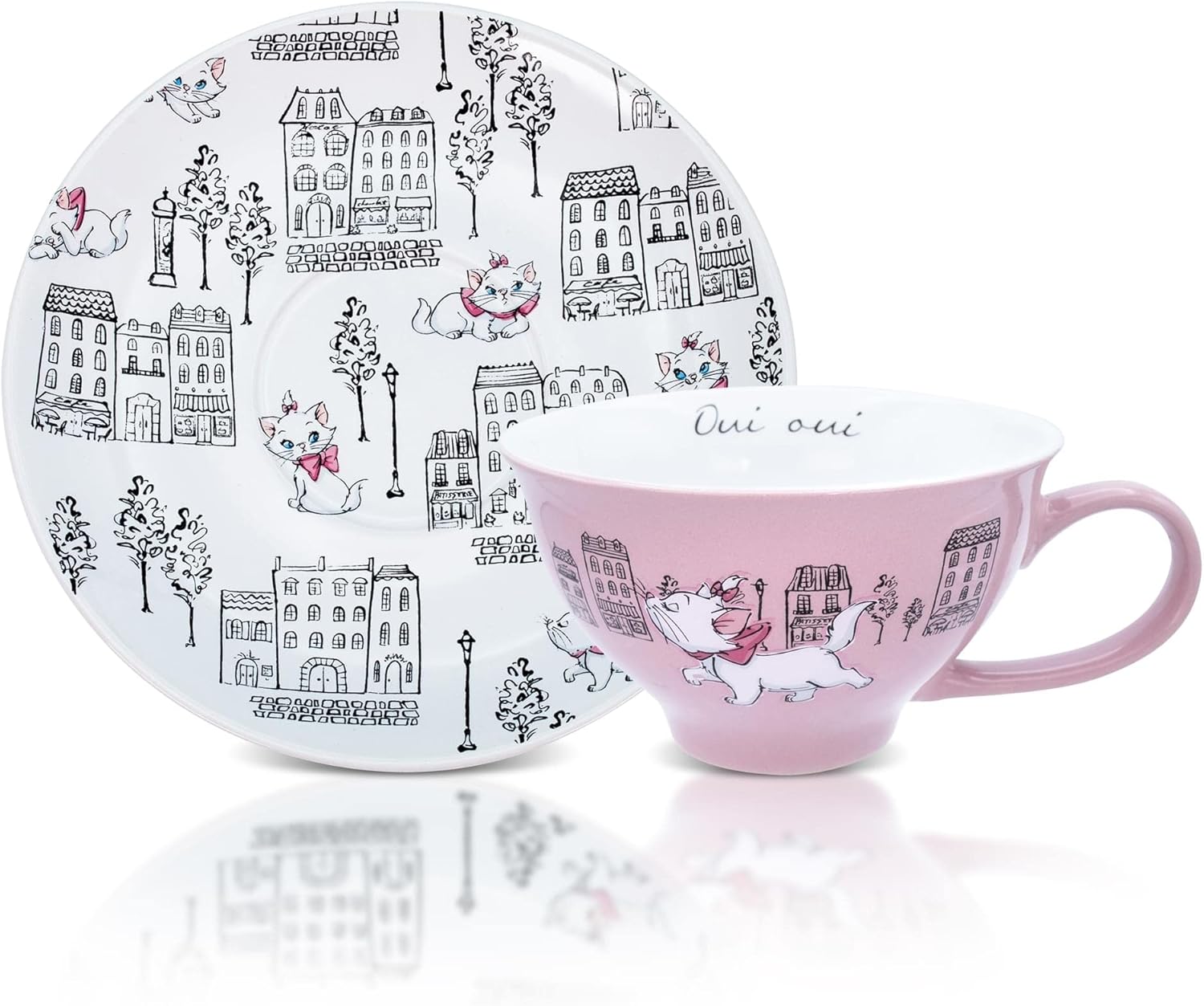 Disney The Aristocats 12-ounce Ceramic Teacup and Saucer Set | Tea Party Gift Set For Coffee, Espresso