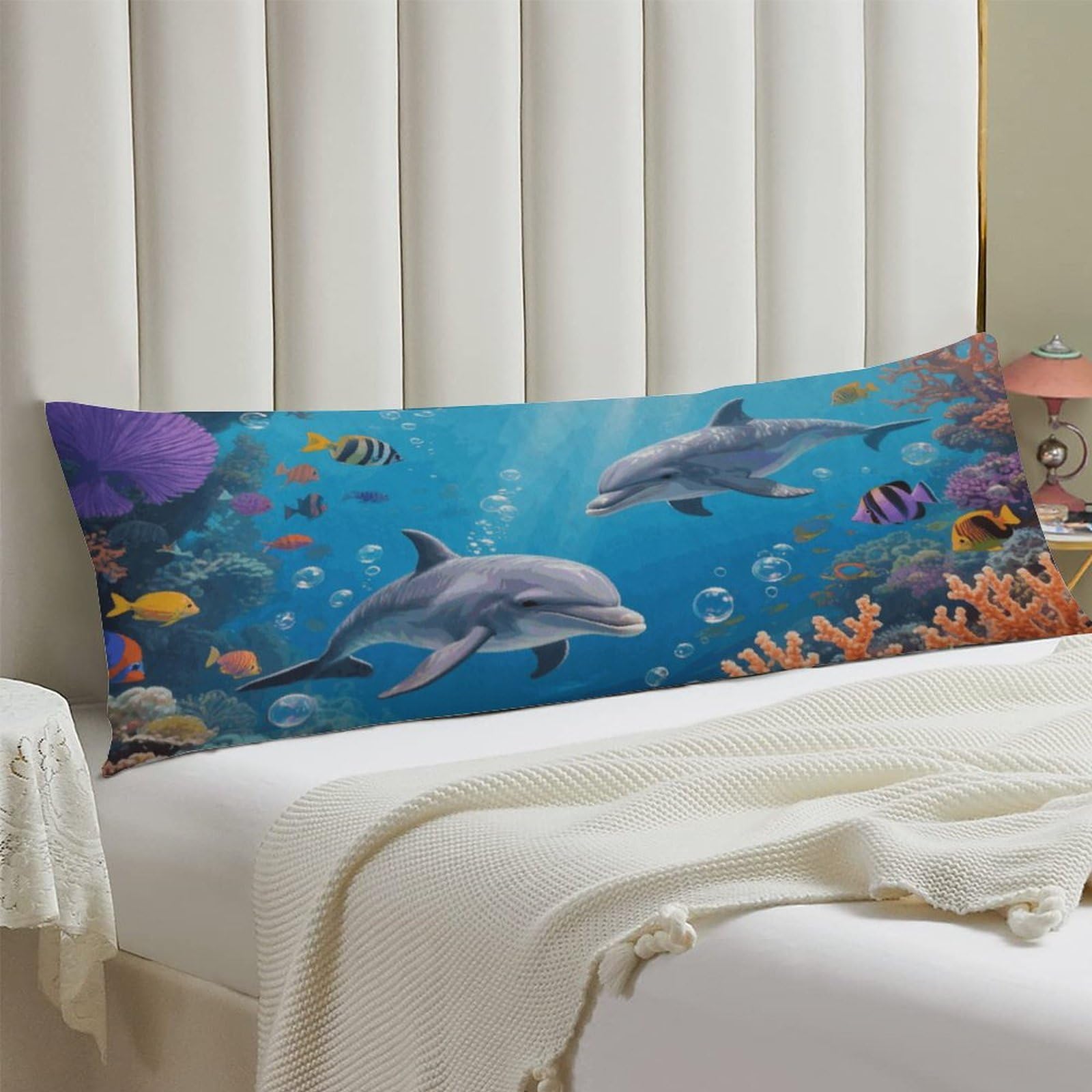 Body Pillow Cover 20x54 Long Pillow Case with Invisible Zipper Breathable Microfiber Dolphin Pillowcase Soft Cozy Protector for Bedroom Couch Sofa Bed Home Decor All Seasons