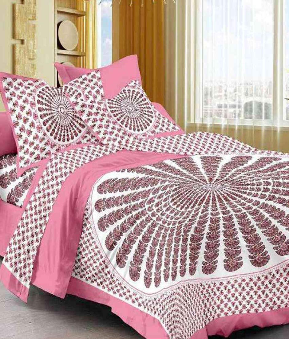 Narsinh Enterprises Double Printed Bed Sheet with 2 Pillow Cover