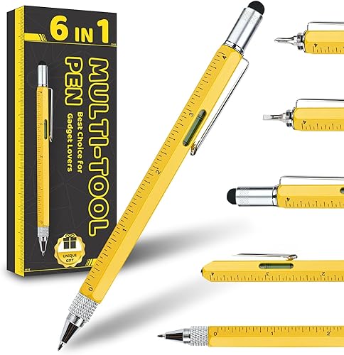 Regalos para el día de San Valentín para él, novio, marido, bolígrafo multiherramienta, bolígrafo novedoso con lápiz capacitivo, nivel, reglas,