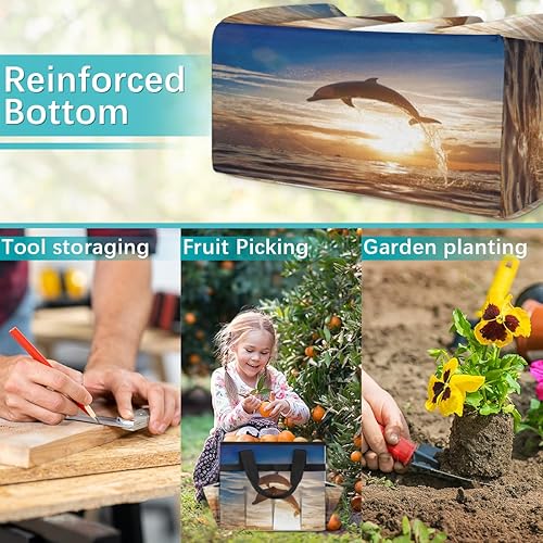 Miniatura 7 de Dolphins - Bolsa de herramientas de jardín para mujeres y hombres, bolsas de almacenamiento de herramientas de jardinería con 10 bolsillos,