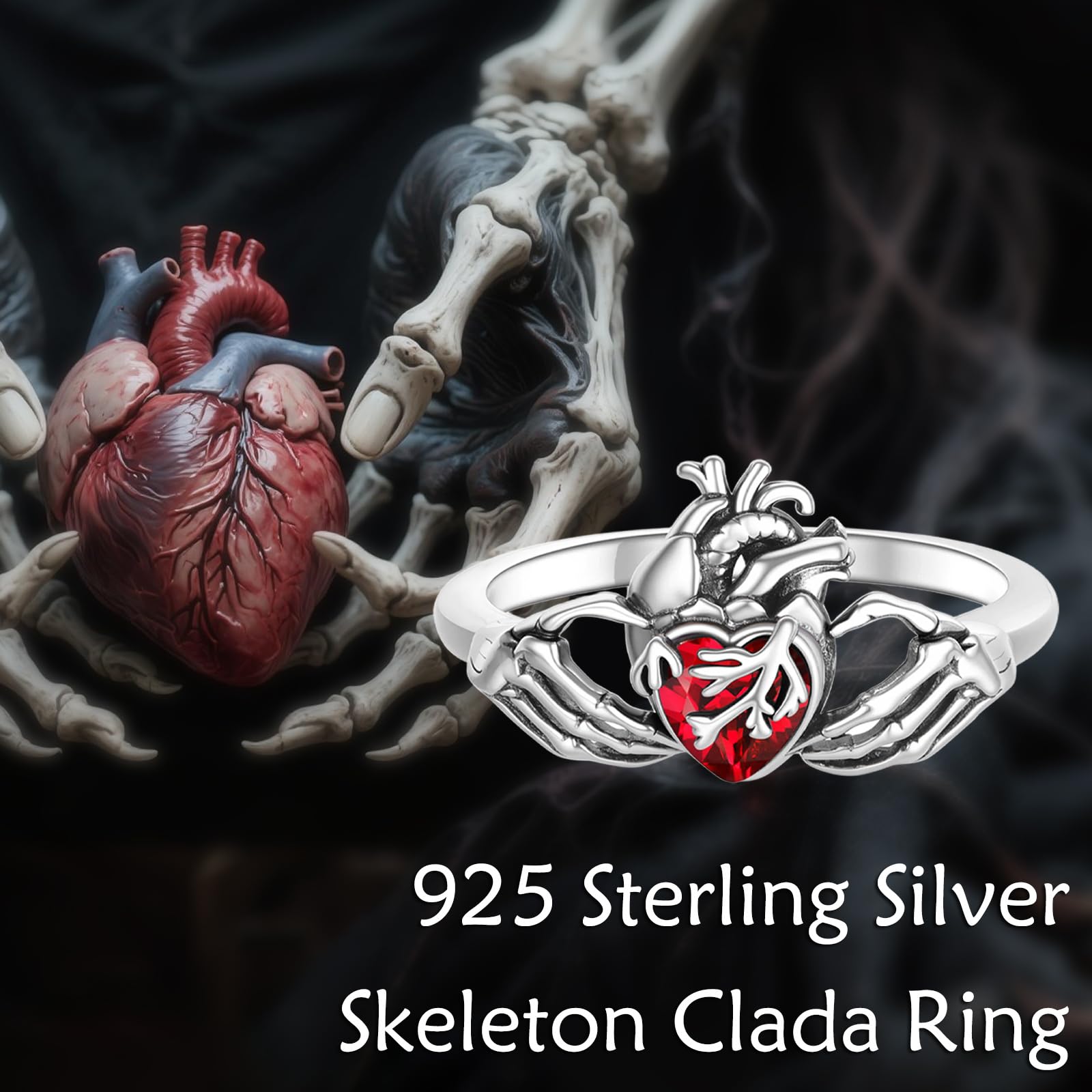 Claddagh pierścionki, srebro wysokiej próby, biżuteria w kształcie czaszki, biżuteria gotycka, prezent dla kobiet