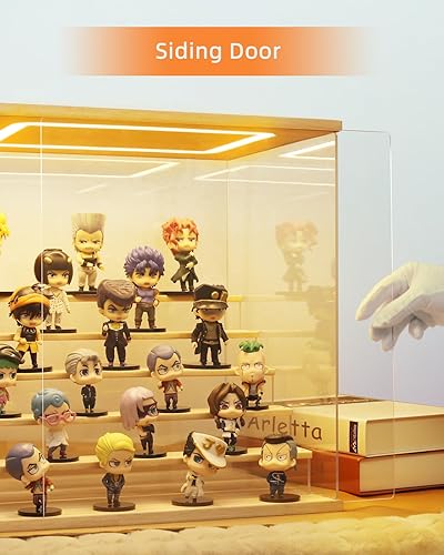 Miniatura 4 de AZEYN Vitrina de acrílico transparente con luz, caja de exhibición de 3 niveles, montaje de soporte, escaparate de protección a prueba de polvo para