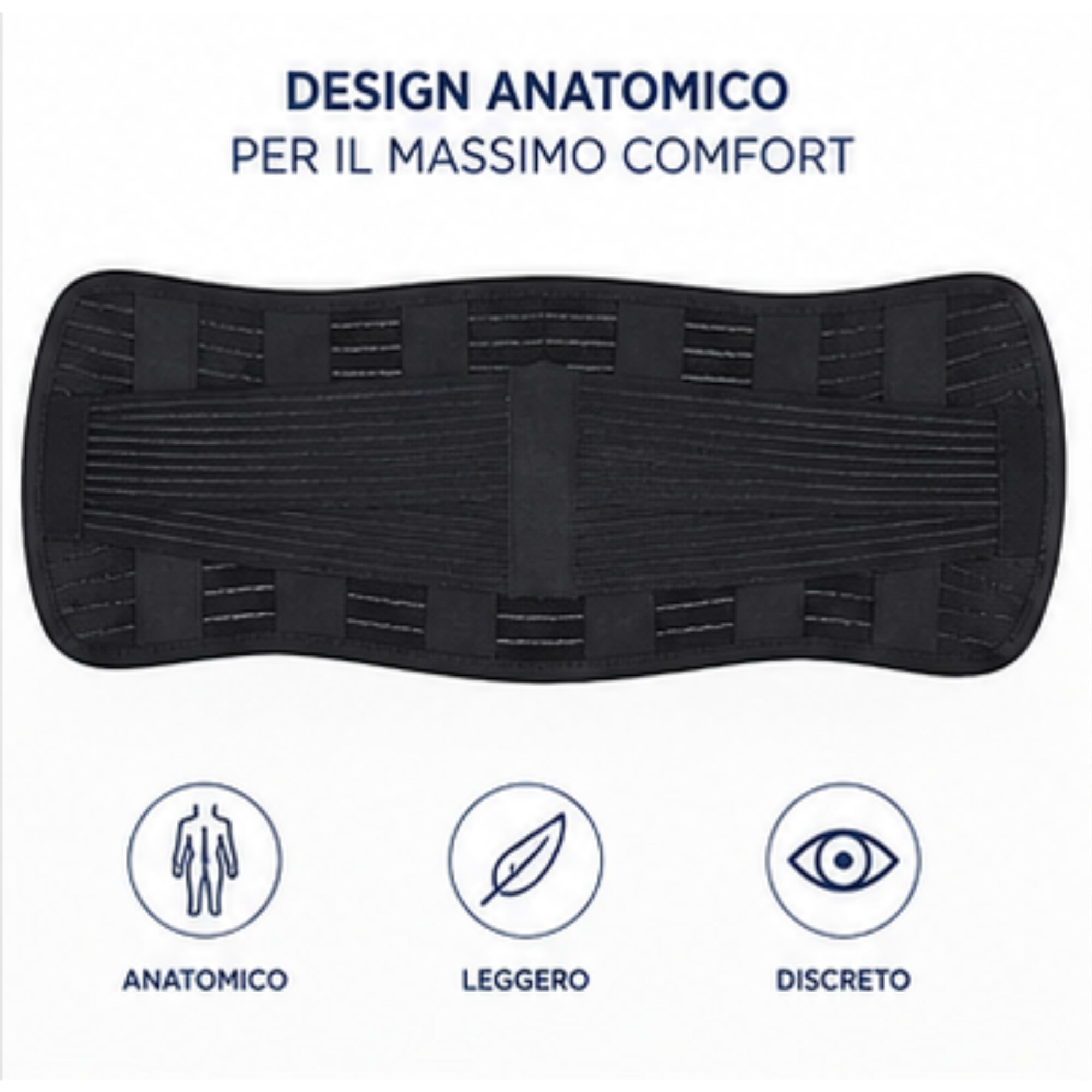Kefrell Corsetto Lombare Autogrippante 24 cm Made in Italy (80) | Doppia Regolazione, Tessuto Traspirante, Supporto Lombare, Stecche di Rinforzo, Uso Prolungato