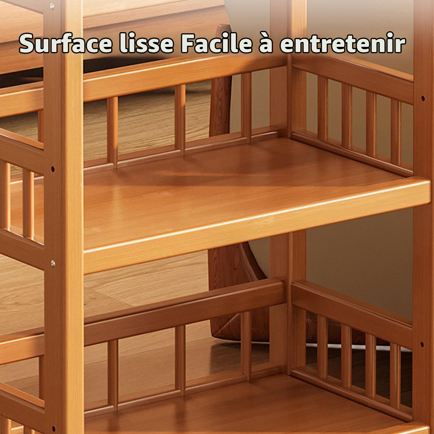 Chariot de service avec roulettes, chariot de cuisine en bois 3 étagères, chariot mobile polyvalent pour cuisine, salle de bain, couloir et balcon, chariot d'appoint peu encombrant
