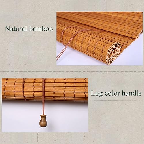 Miniatura 5 de KDDEON - Pantalla enrollable de bambú para ventana de jengibre, color amarillo y ancho (39.4 x 39.4in, 39.4 x 39.4in), color amarillo