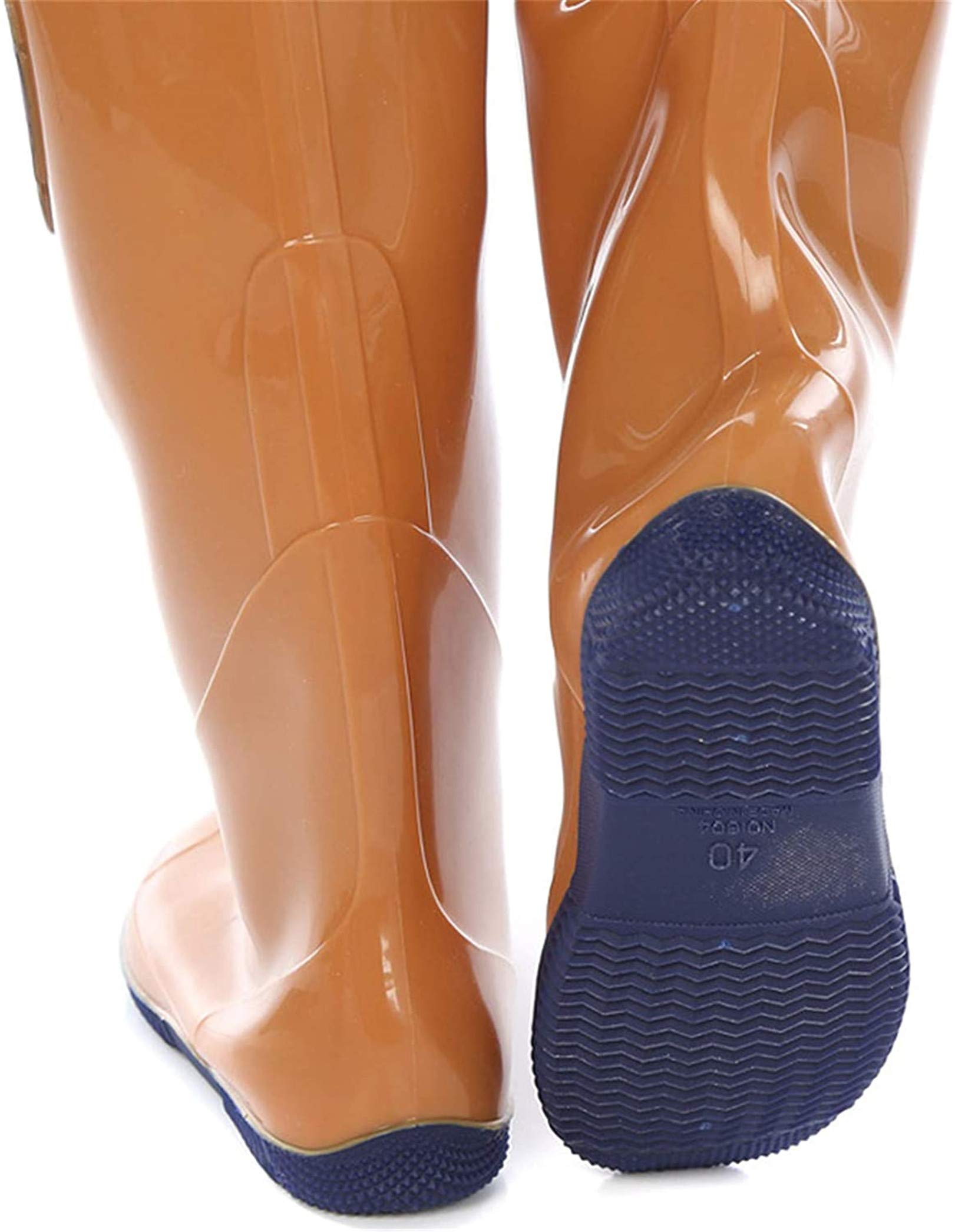 wasserdichte Gummi PVC Nylon Watstiefel Anglerhose für Männer und Frauen rutschfest und Verschleißfest Watstiefel Wathose Atmungsaktive Bootfoot Fisch Teich Watthosen,Gelb,42 EU