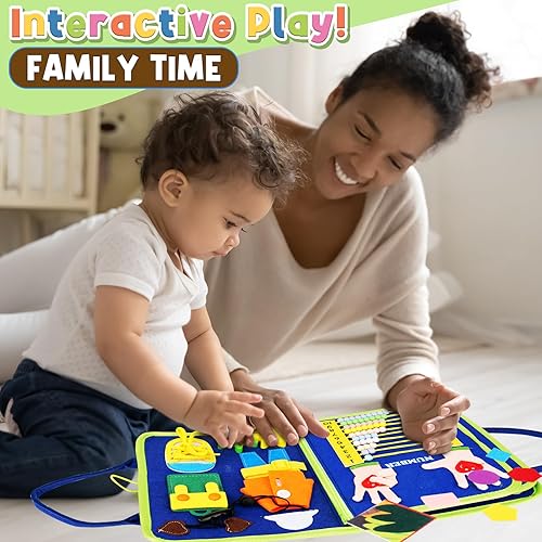 Miniatura 6 de Juguetes Montessori para niños pequeños tablero sensorial actividades educativas para aprender habilidades motoras finas, juguete de viaje por