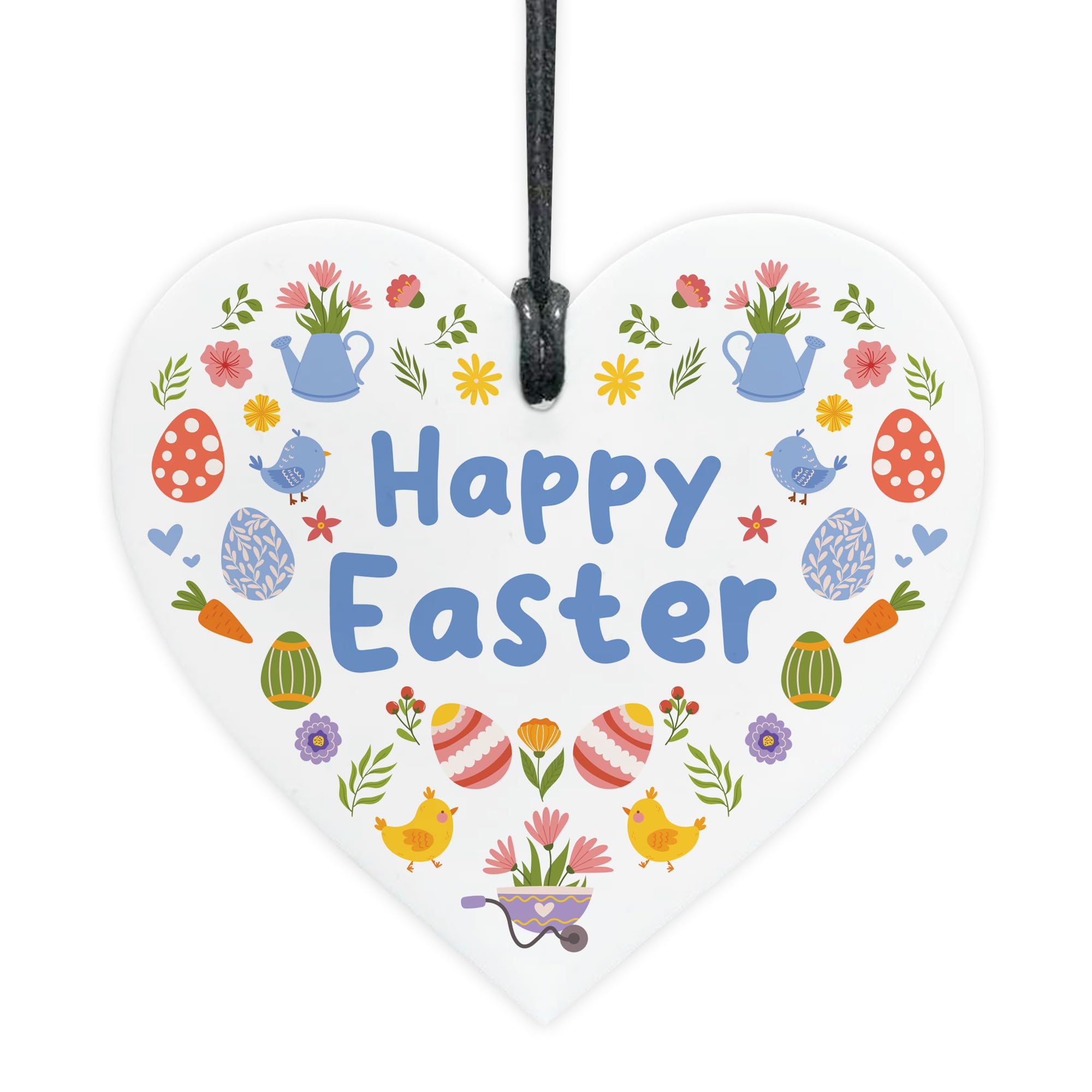 Red Ocean Happy Easter Decoration Easter Gift For Daughter Son Grandson Granddaughter Hanging Heart Babys 1st Present First Plaque Keepsake