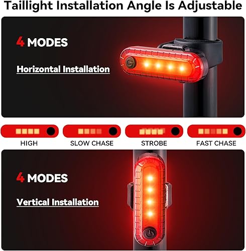 Miniatura 6 de Juego de 2 luces de bicicleta Super Bright Focus ajustable delantero y trasero LED de montaña luz de bicicleta de montaña, montaje incluido JB866