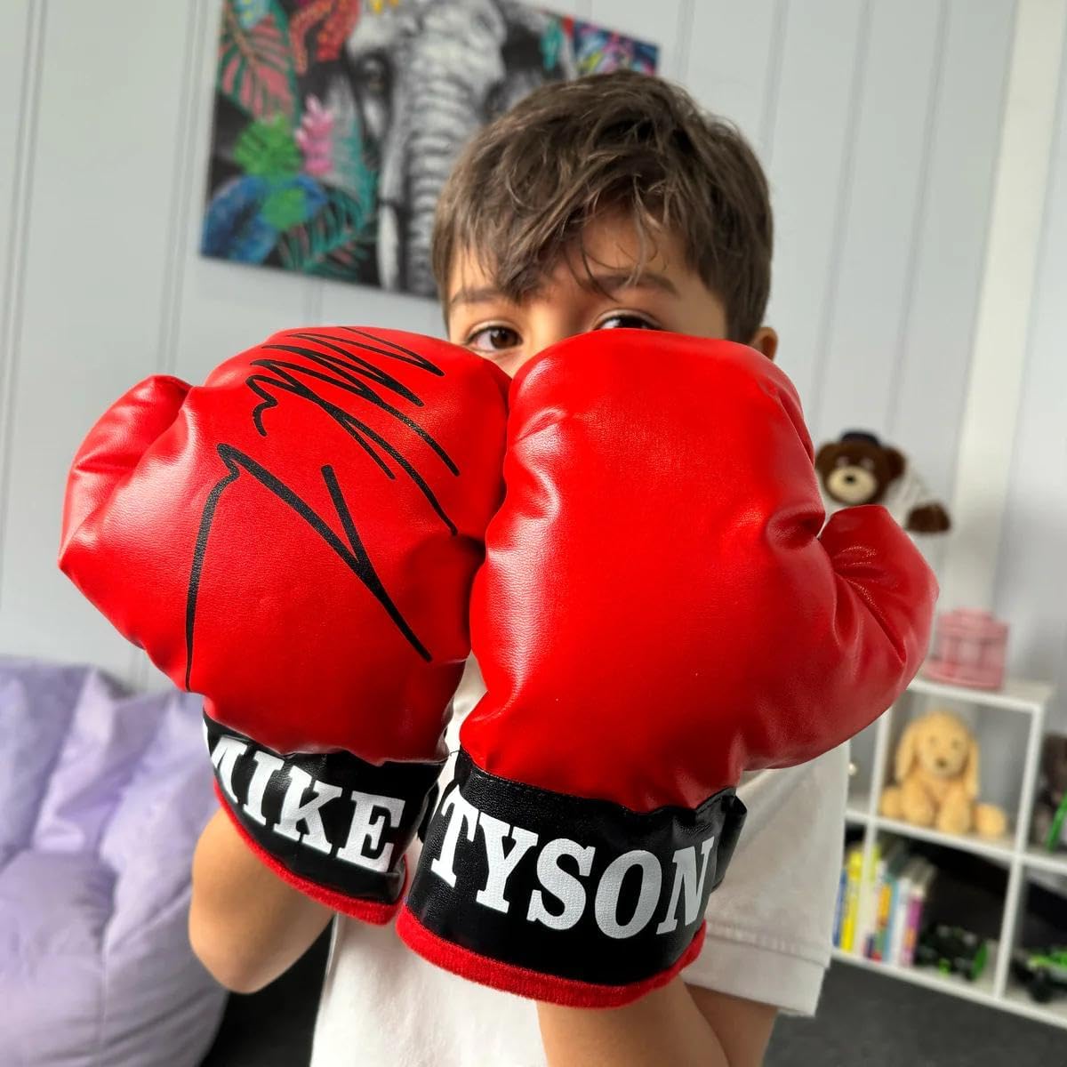 World Tech Toys Mike Tyson Kids Boxing Gloves – Official Licensed Autograph, Adjustable & Durable - Kids 6+
