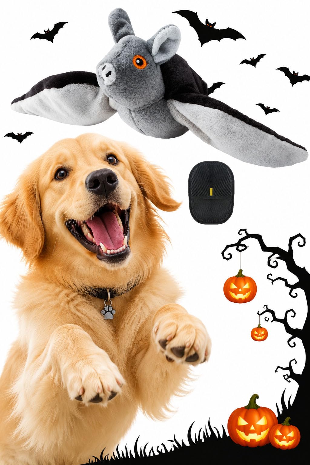 Xintianwang Wild Whisker Dog Toy, Wild Whisker Flying Bat Toy with Pet Hair Removal Glove,Interactive Pet Toy with Flapping Wings, Rechargeable Motion Activated Cat & Dog Toy for Indoor Play