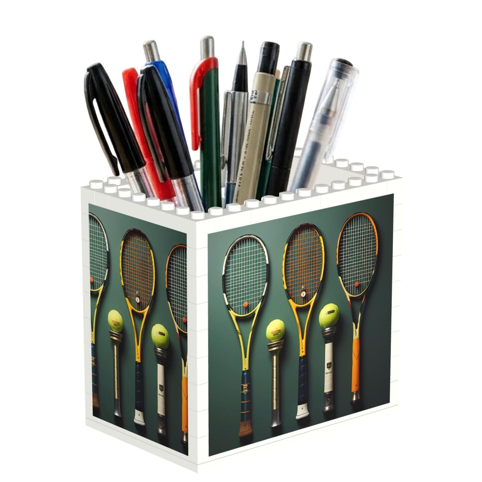 SXZVVBN Tennis balls and rackets Building Block Desk Tidy ABS Organiser