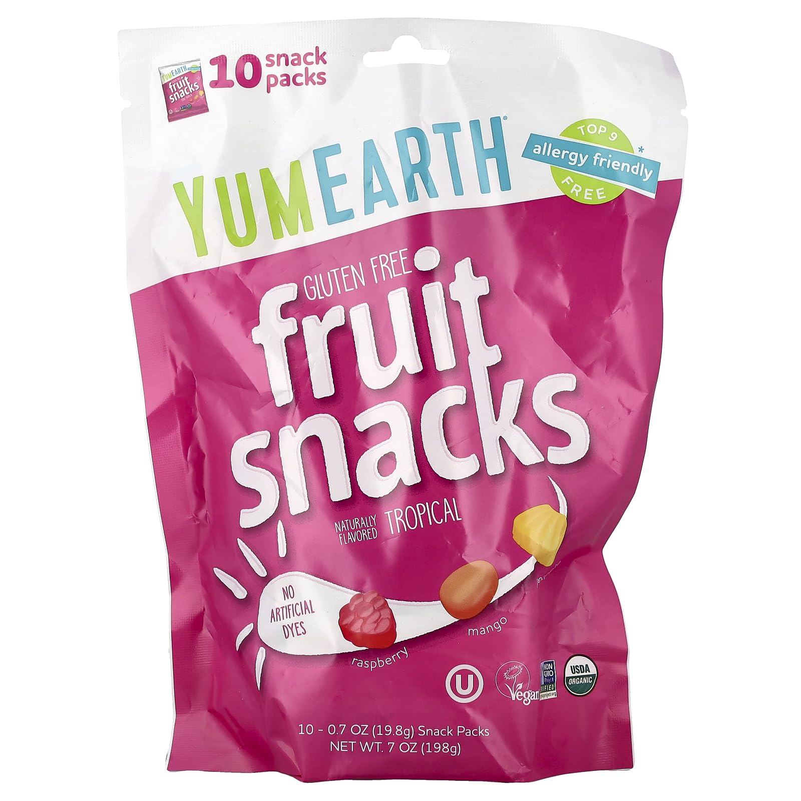 Yummyearth, snack alla frutta, confezione da 10, 175,​8 g
