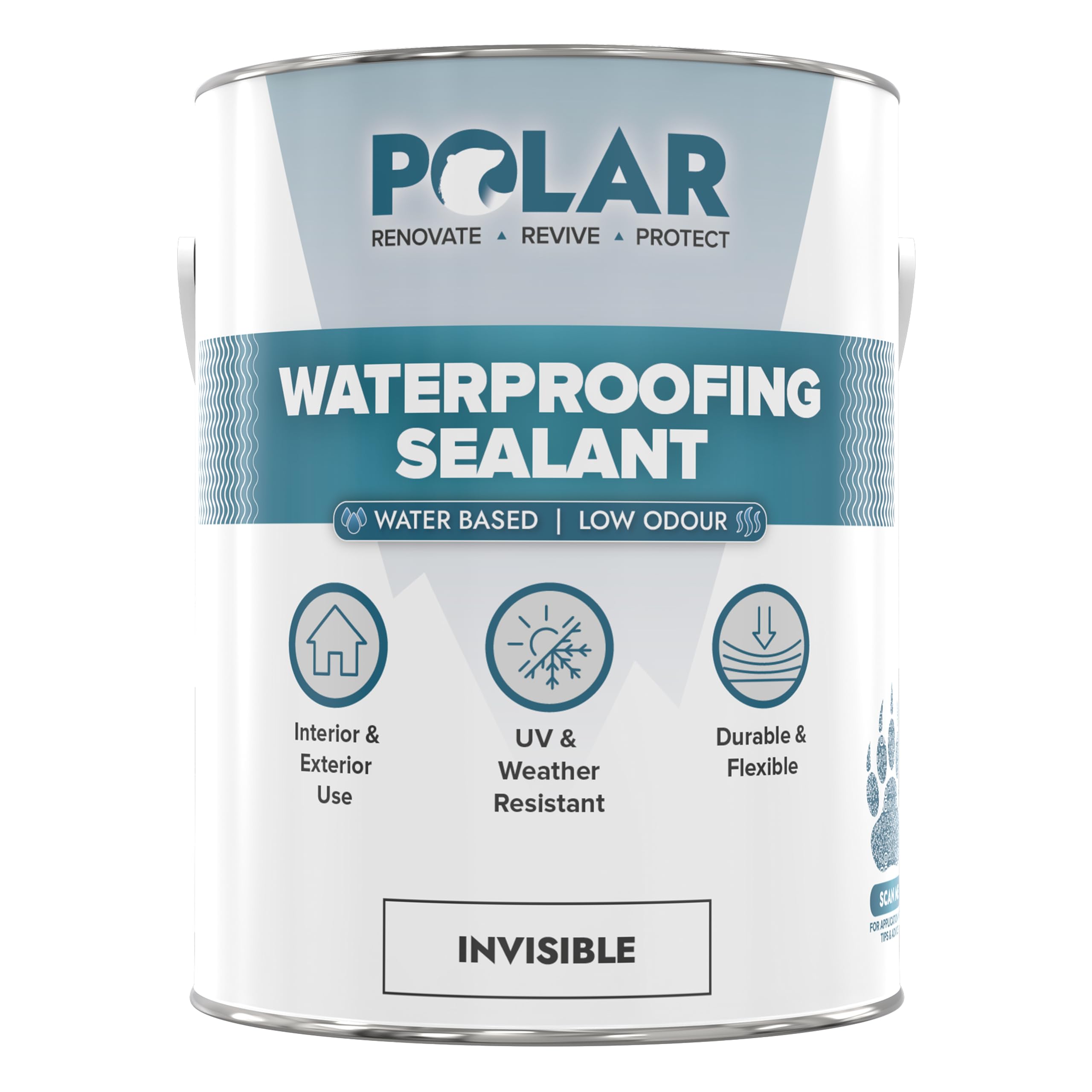 Polar Clear Waterproofing Sealant - 1 Litre - One-Coat Waterproof Protection, Silicone Sealant - Interior & Exterior, Advanced UV-Resistant Invisible Finish