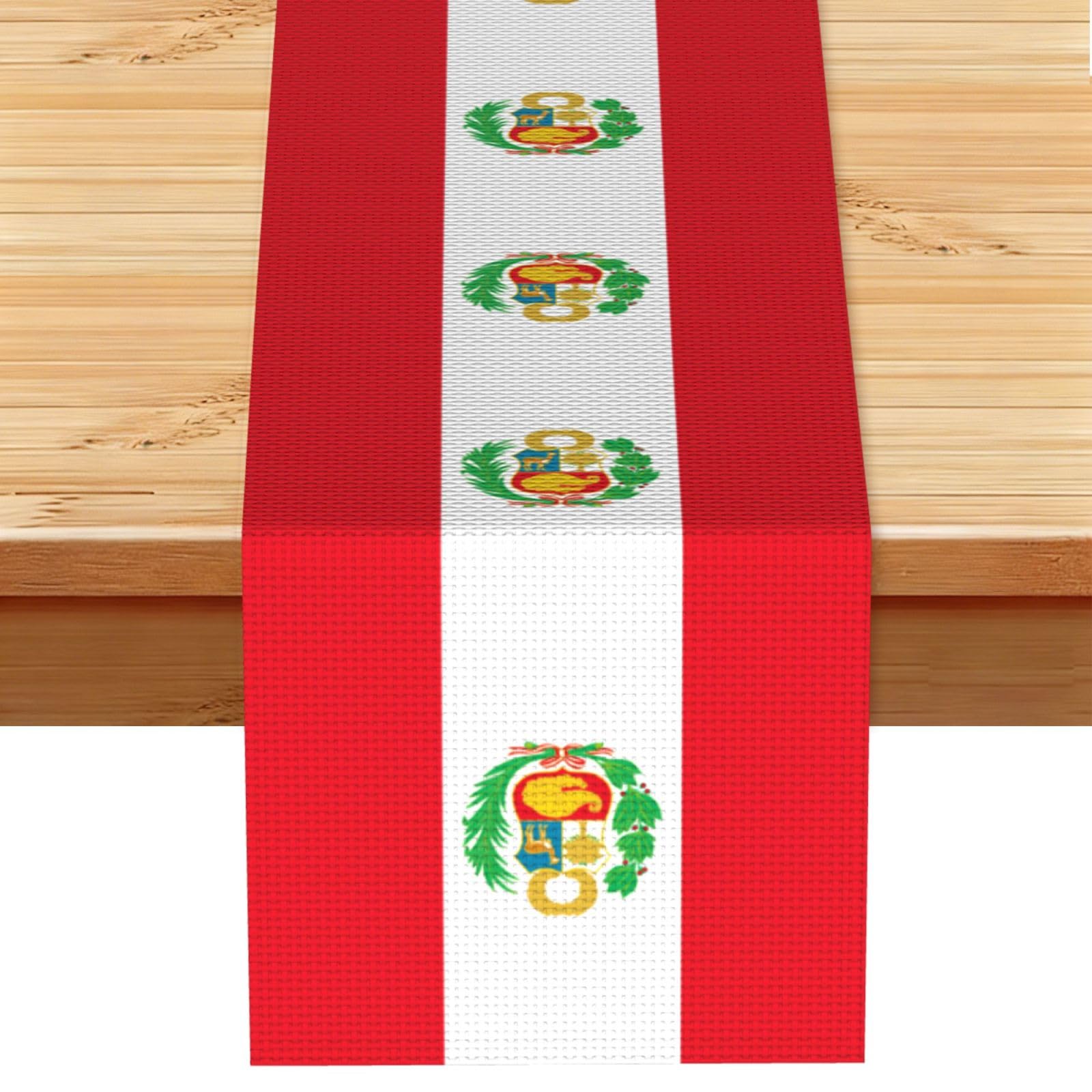 Flag of Peru Table Runner 13x72 Inch Dining Decor