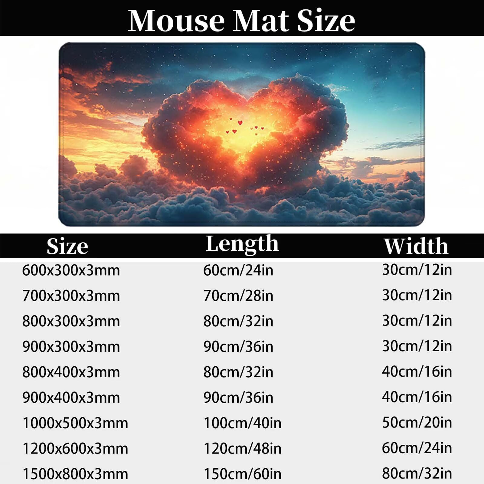 Biała podkładka pod mysz XXL 1200 x 600 mm, wodoodporna podkładka pod mysz niebo wzór szyte krawędzie design akcesoria biurowe antypoślizgowa gumowa podstawa powierzchnia dla graczy, biurko -hjw250618