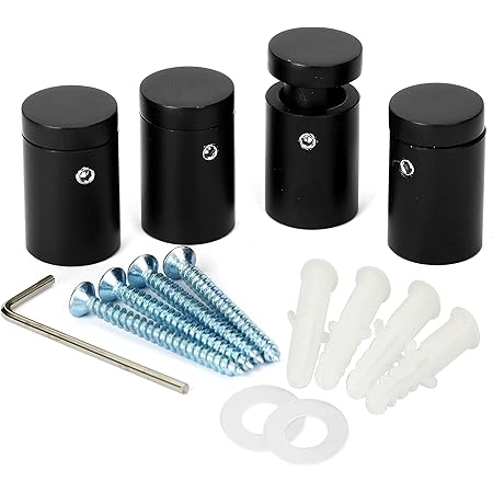 Amazon Com Topnike Side Clamp Standoffs 3 4 X 1 Black Aluminum Edge Grip Standoffs For Glass Burglarproof Sign Standoff Standoffs Hardware For Acrylic Glass Pvc Glass Panel With 2pcs Spacers Pack Of 4