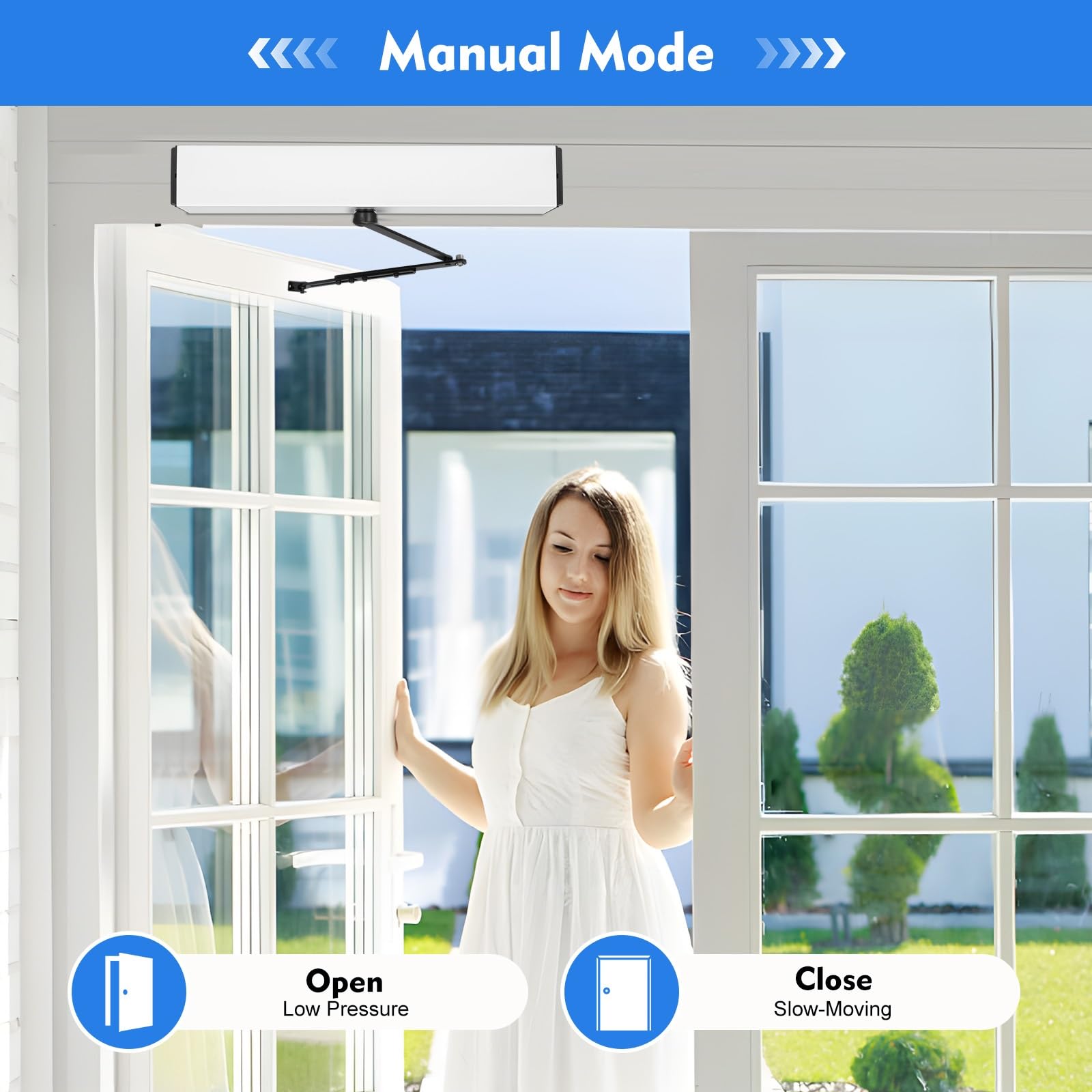 Abridor automático de puerta oscilante con control remoto, control de acceso y motor resistente para puertas exteriores residenciales y comerciales