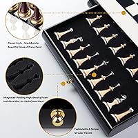 Vista 6 de AMEROUS Juego de ajedrez de madera de 16 pulgadas, tablero de gran tamaño con 2 cajones de almacenamiento integrados, 2 reinas adicionales, piezas