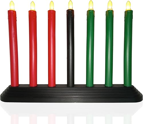 Kwanzaa Kinara - Juego de portavelas con velas eléctricas sin llama