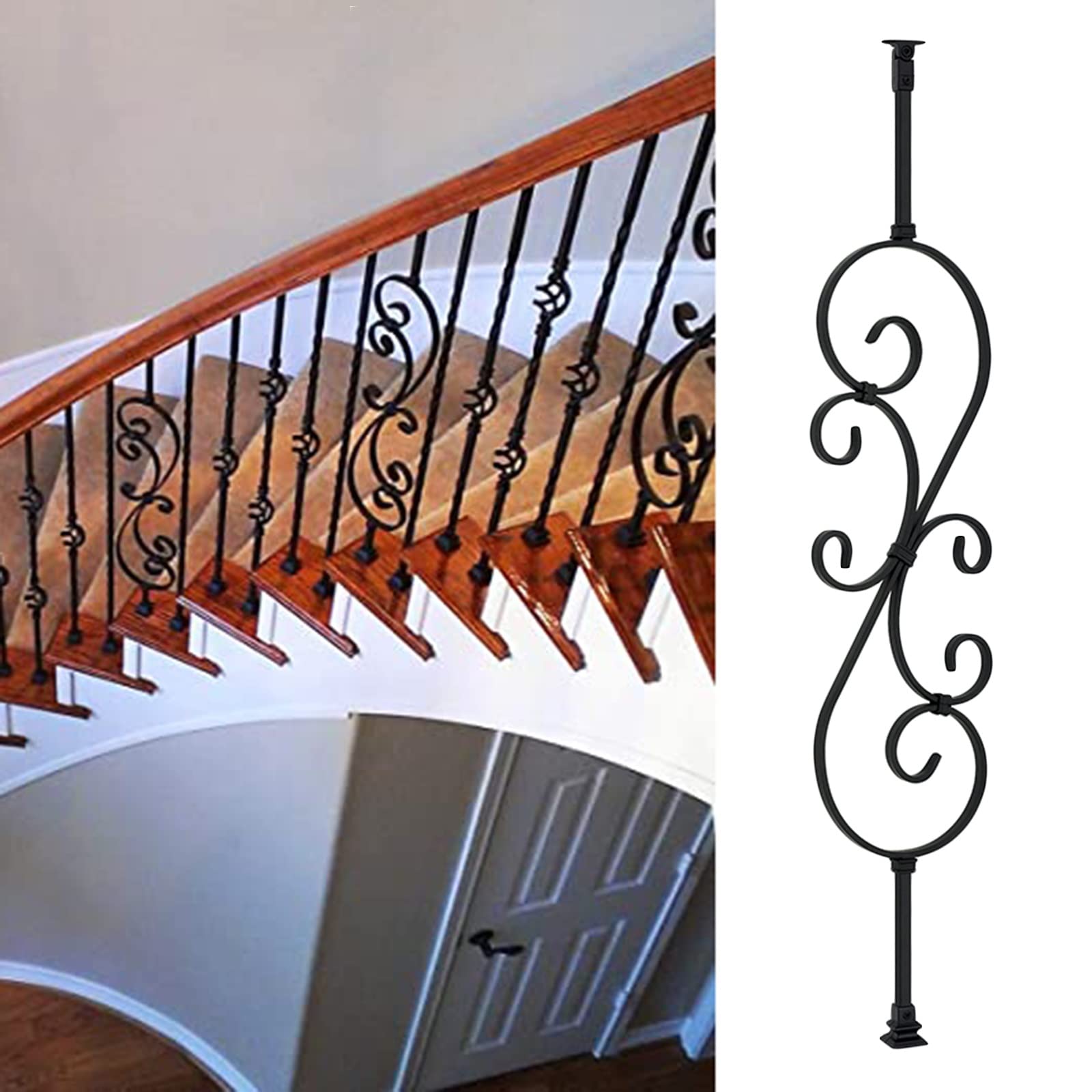 Staircase Balusters Spindles Post, Metal Railing Spindle Column/Freestanding Horizontal Bar Baluster, for Indoor Outdoor (Size : Pack1)