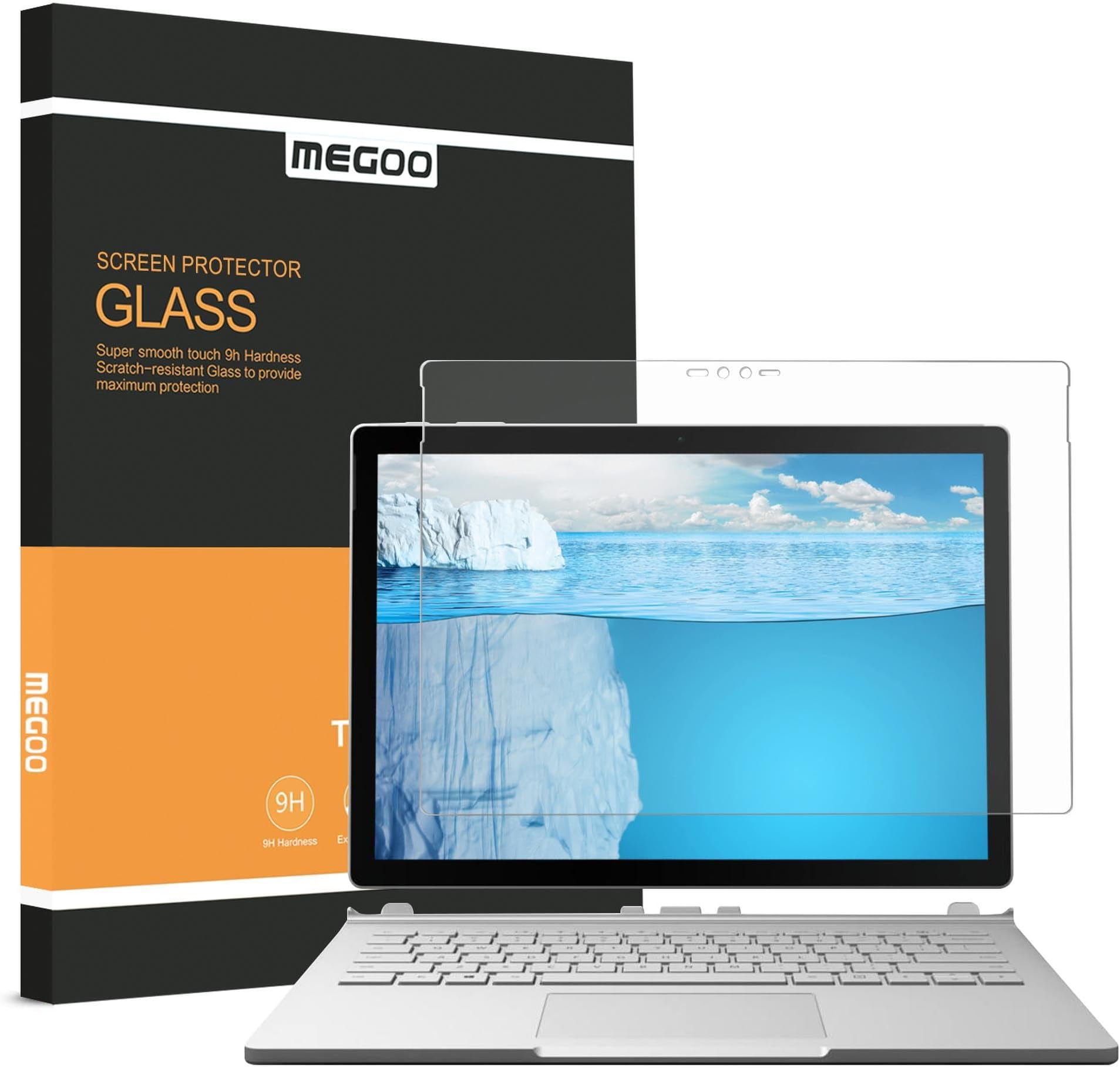MEGOO Surface Book 1/2 (13.5 inch) Screen Protector,Tempered Glass, Easy Installation, Quick Response, Smooth Touching, Anti-Scratch-13.5 Inch