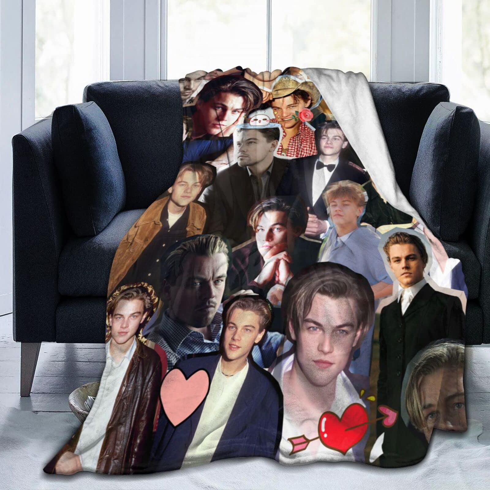 YINGD Leonardo Dicaprio Posters Photo Throw Blanket Room Decor Warm Lightweight Fluffy Soft Plush Blankets Gifts for Women Men All Seaso 125CM X 100CM