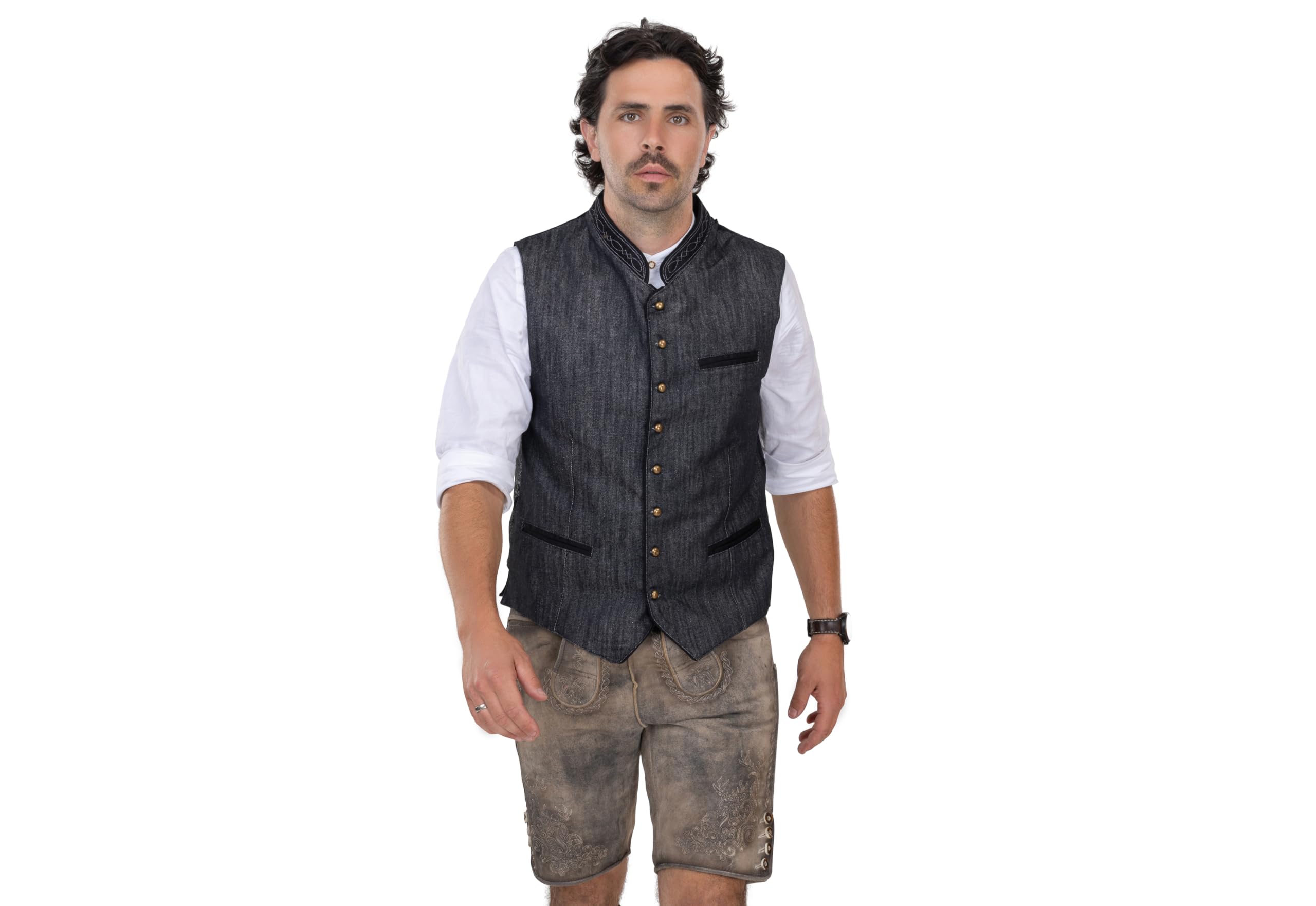 Schöneberger Trachten men’s traditional Lederhosen vest classic Oktoberfest loden vest, vintage German waistcoat Thurgau