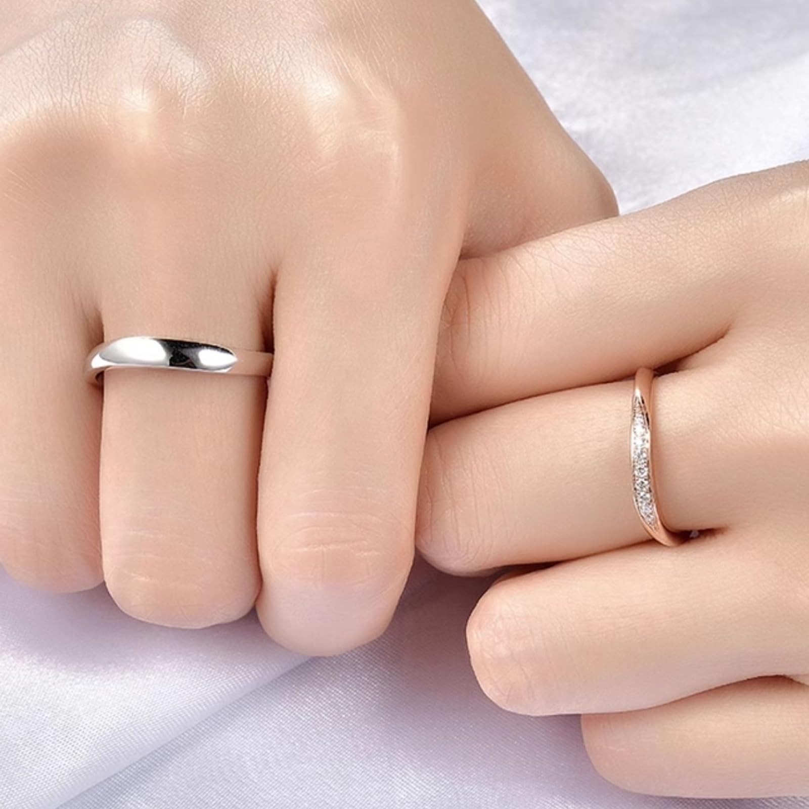 Anillos de boda de oro blanco de 9 K, simples alianzas de boda 375 de oro auténtico, sin piedras preciosas, 3,1 mm, para hombres, talla 52 (16,6)