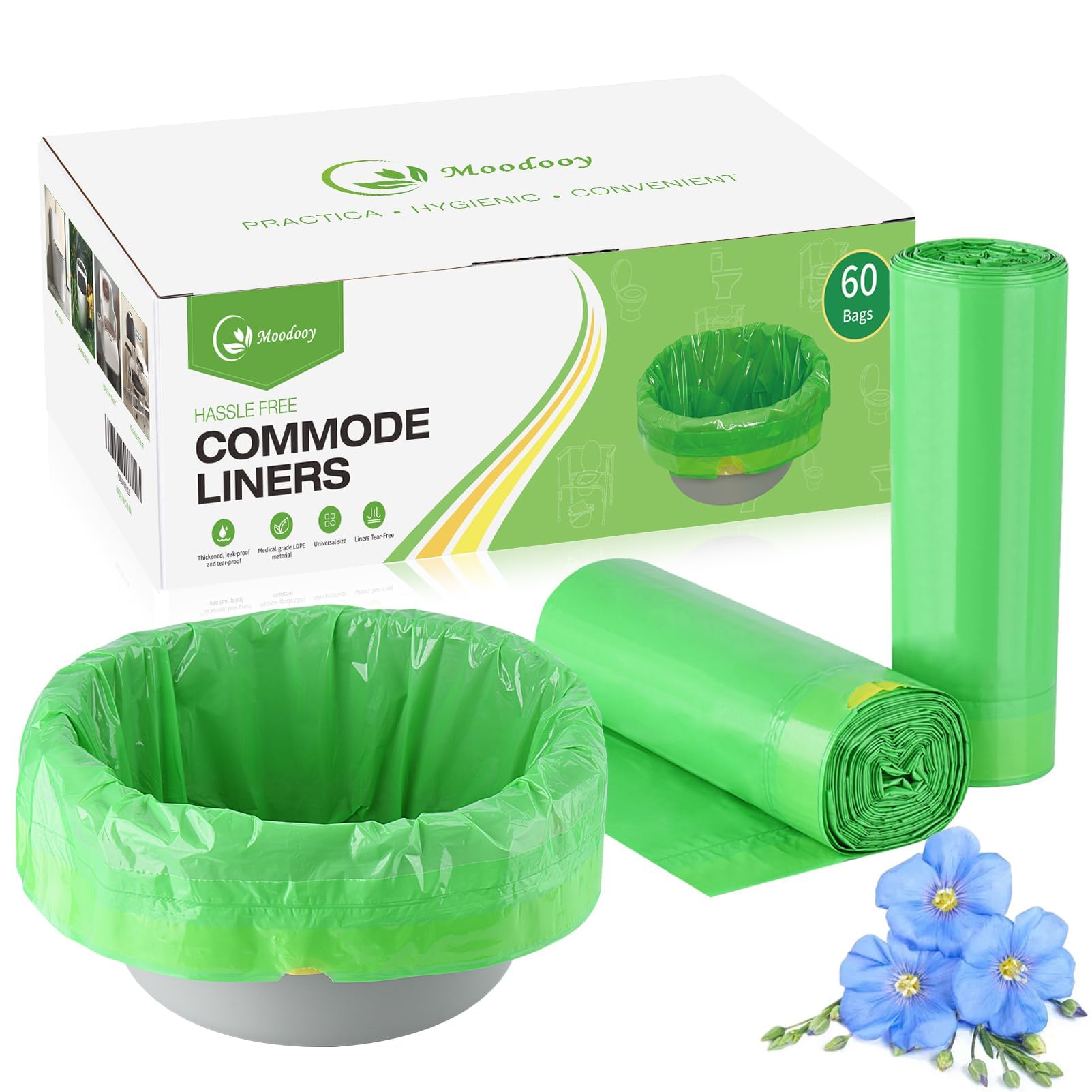 Commode Liners, Bedside Toilet Plastic Liners, Portable Toilet Liners, Travel Toilet Liners, Camping Toilet Liners, Toilet seat Riser Liners,Commode