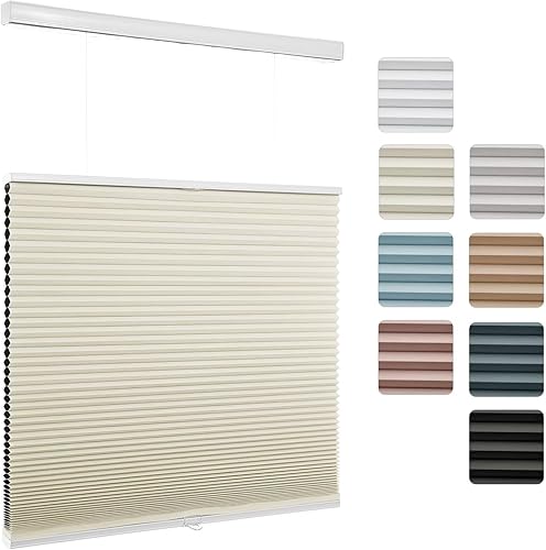 Changshade - Persianas celulares opacas personalizadas de arriba hacia abajo y de abajo hacia arriba, persianas opacas sin cordones para oscurecer