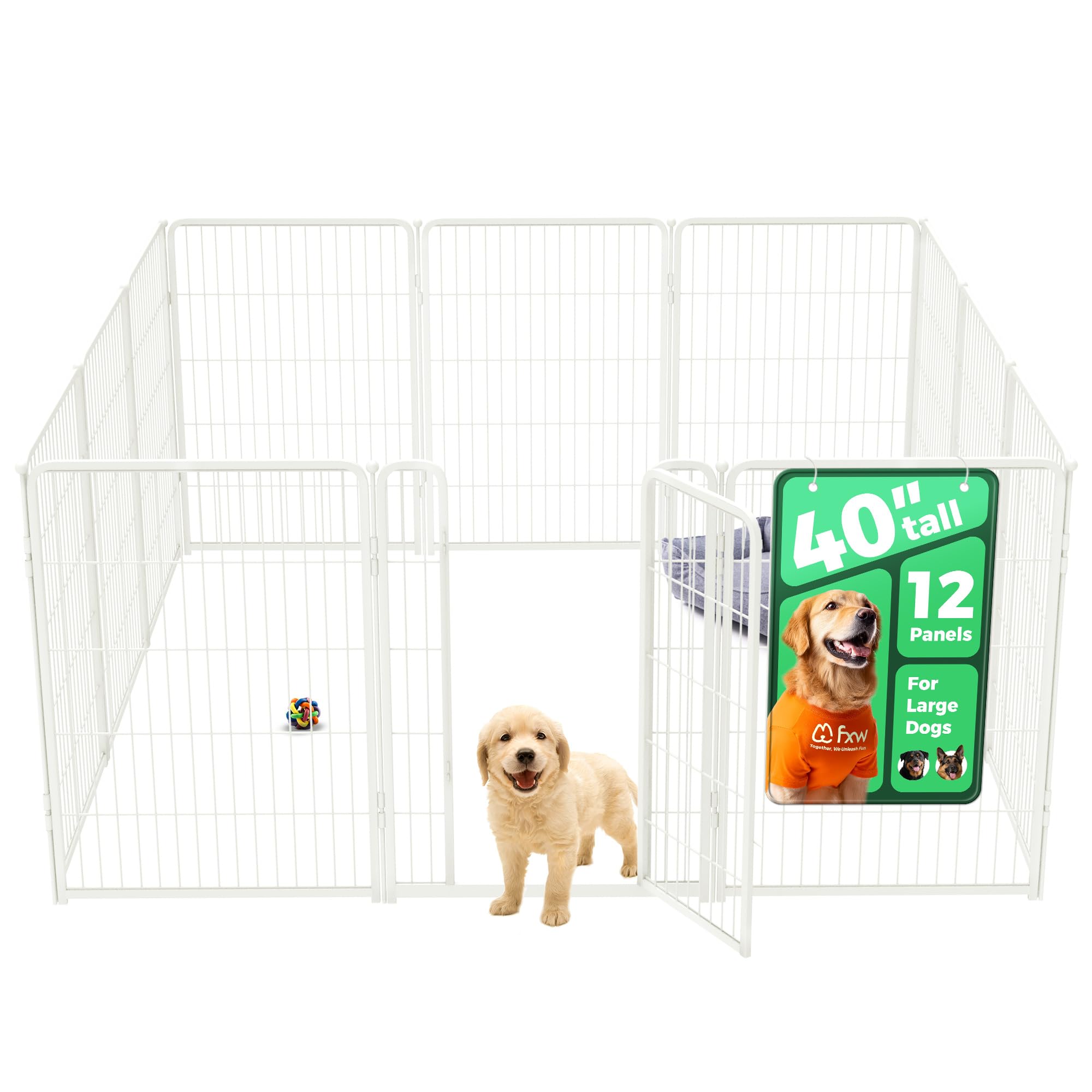 FXW Homeplus Indoor Dog Playpen, 40" H, 12 Panels, for Medium &amp; Large Dogs
