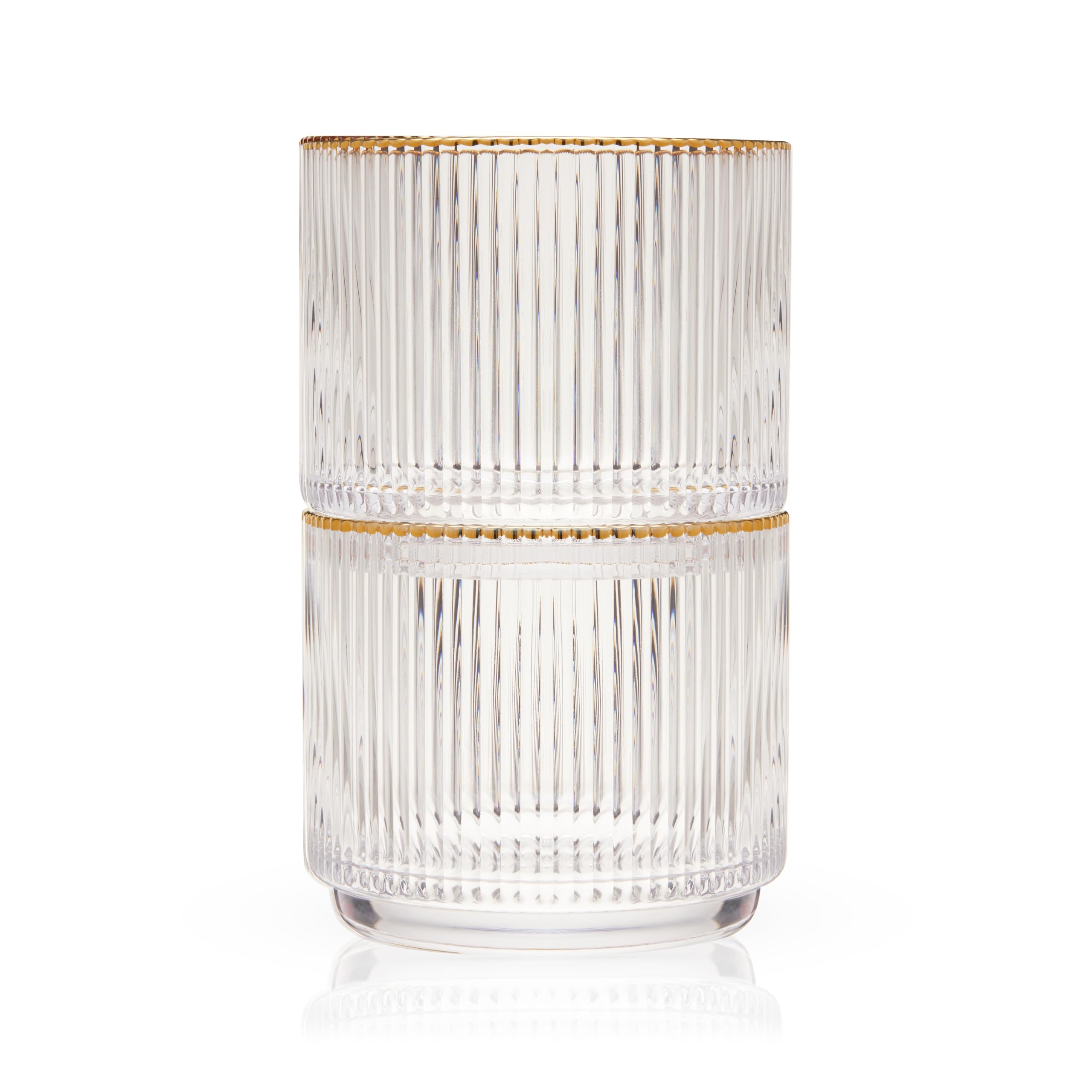 Viski Meridian Lot de 2 verres Lowball en cristal, verres à whisky Art déco, verres à scotch en cristal, verres à l'ancienne, verres côtelés, 355 ml