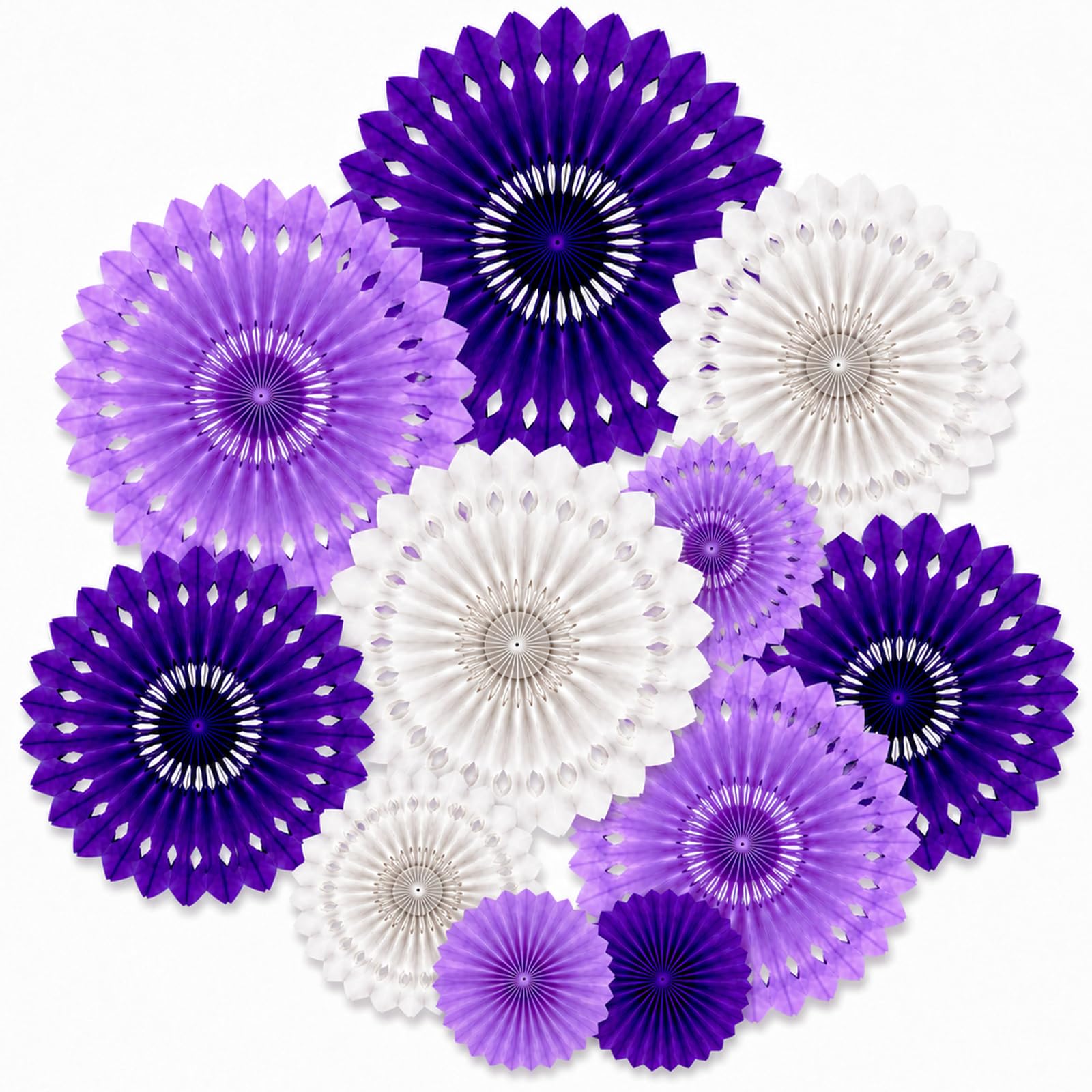 Purple White Hanging Honeycomb Round Paper Fans Halloween Decoration Kit for Baby Boy Shower Birthday Wedding Under The Purple Theme Photo Booth Backdrops Paper Party Supplies 11 Count