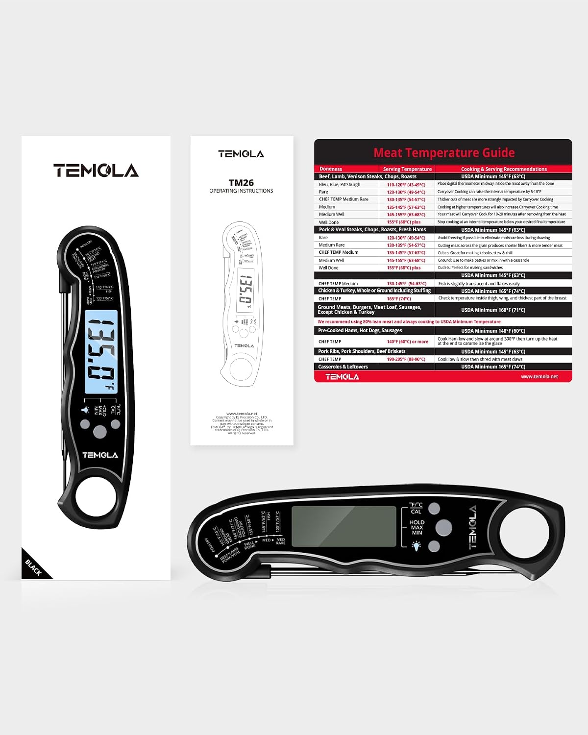 Contents of the TEMOLA TM26 Meat Thermometer package