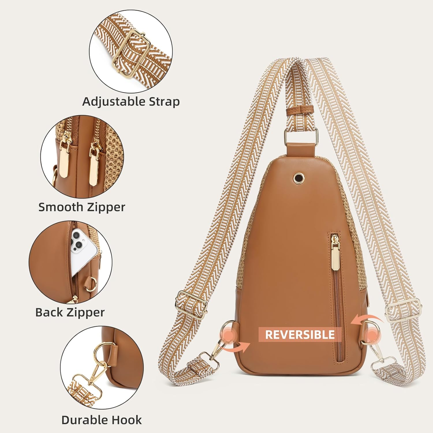 Straw Sling Bag Small Straw Crossbody Bag Woven Summer Purses for Women RFID Sling Chest Bag with Card Slots & Adjustable Strap thumbnail