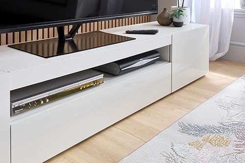 Miniatura 2 de MMT Furniture Designs Ltd Mueble de TV para televisores de 55, 65, 75, 80, 90 pulgadas, unidad de consola de escritorio con luces LED de