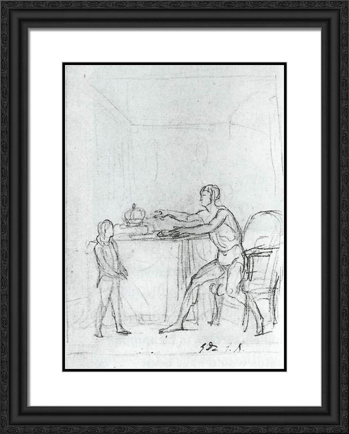ArtDirect David, Jacques-Louis 20x24 Gold Ornate Framed Art Print with Double Matting Titled: Louis XVI Showing the Constitution to His Son the Dauphin