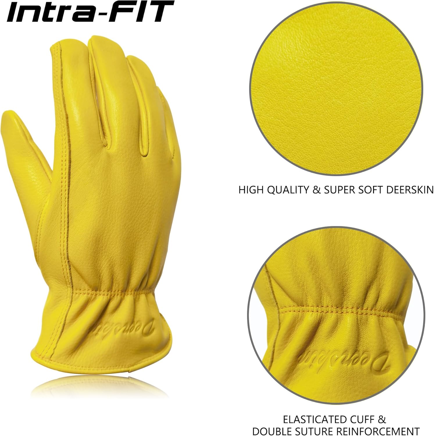 General Work Gloves, Deerskin Construction Gloves, Soft, Improved Dexterity - Image 2
