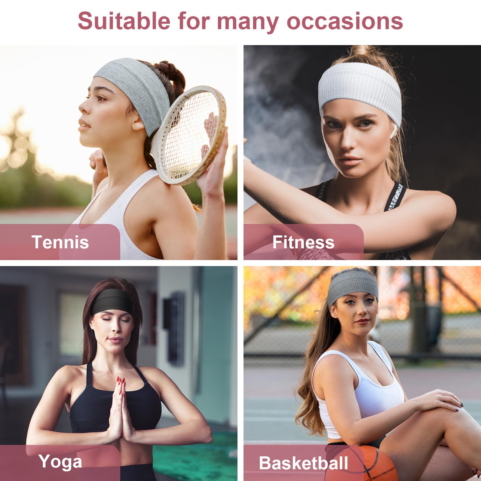 YDHfdc Damen Sport Stirnbänder 5er Pack – Rutschfest, Atmungsaktiv, Für Yoga, Laufen & Fitness