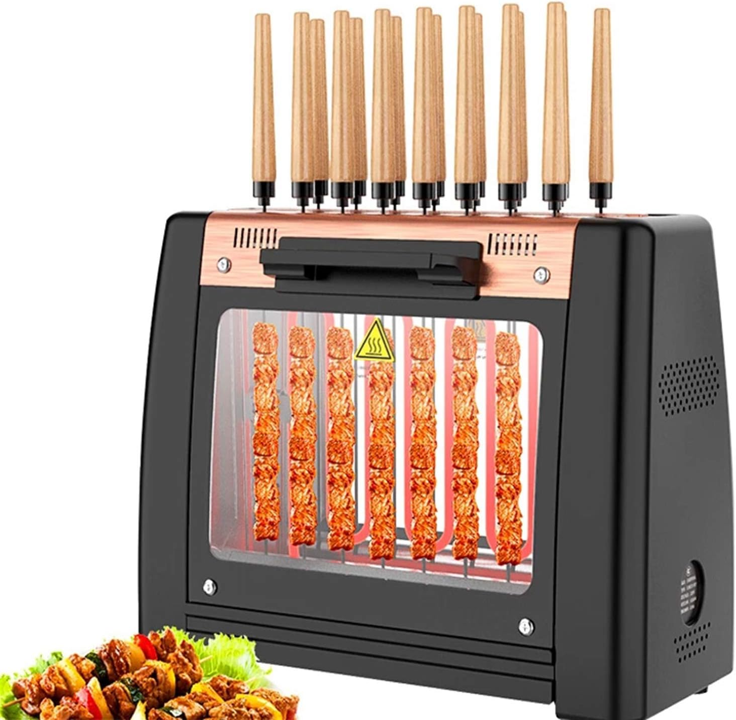 Electric Barbecue Grill, 1200W Smokeless 360 ° Automatic Rotating Lamb Skewers Vertical Grill, Easy to Clean, Indoor Kitchen Portable Grill(16 String)