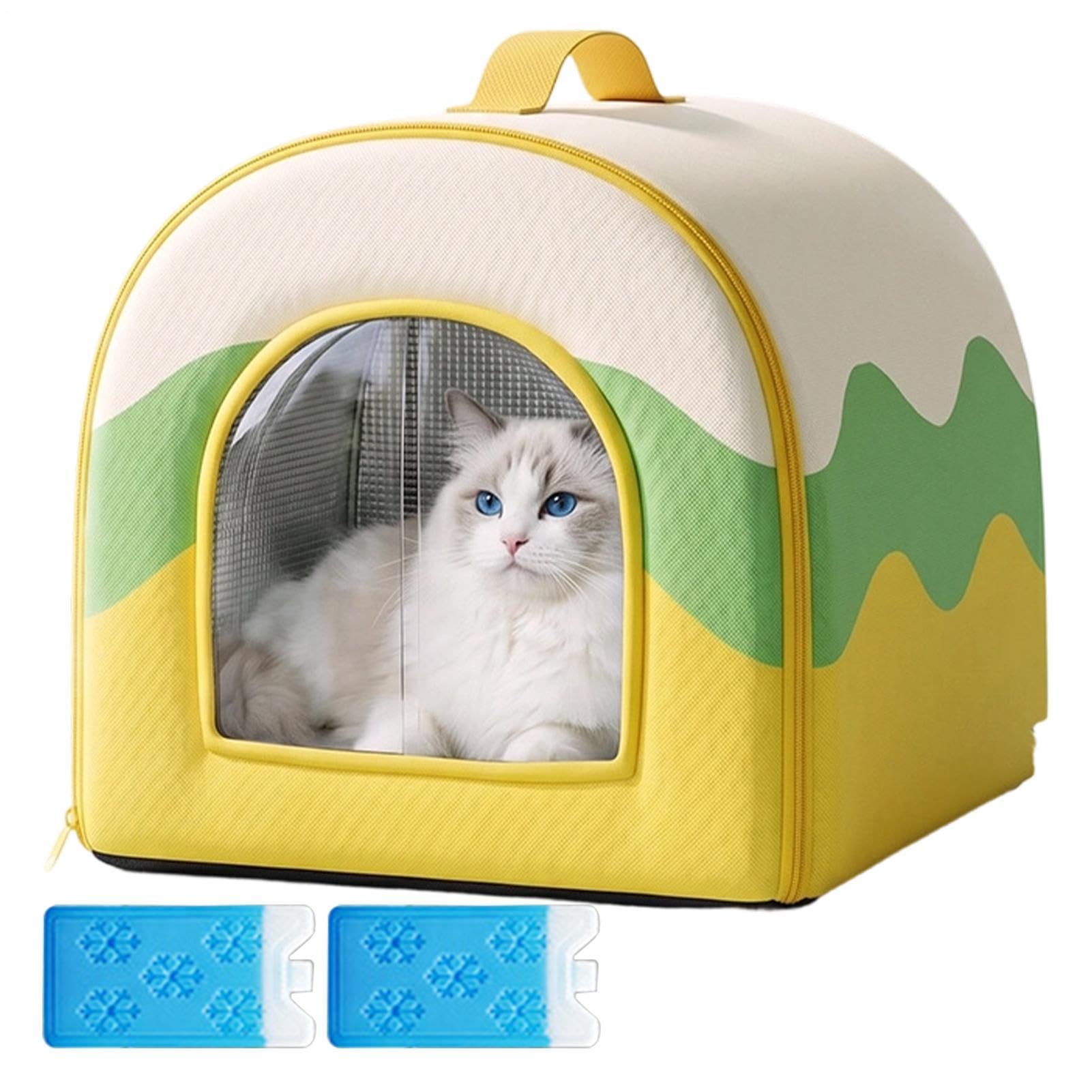 Casa Perro Refrescante Exterior Cueva para Gatos con de Hielo | Cueva Mascota Fría para Dueños Entrenadores Piso Hogar Oficina Dormitorio Sala Estudio Balcón Jardín