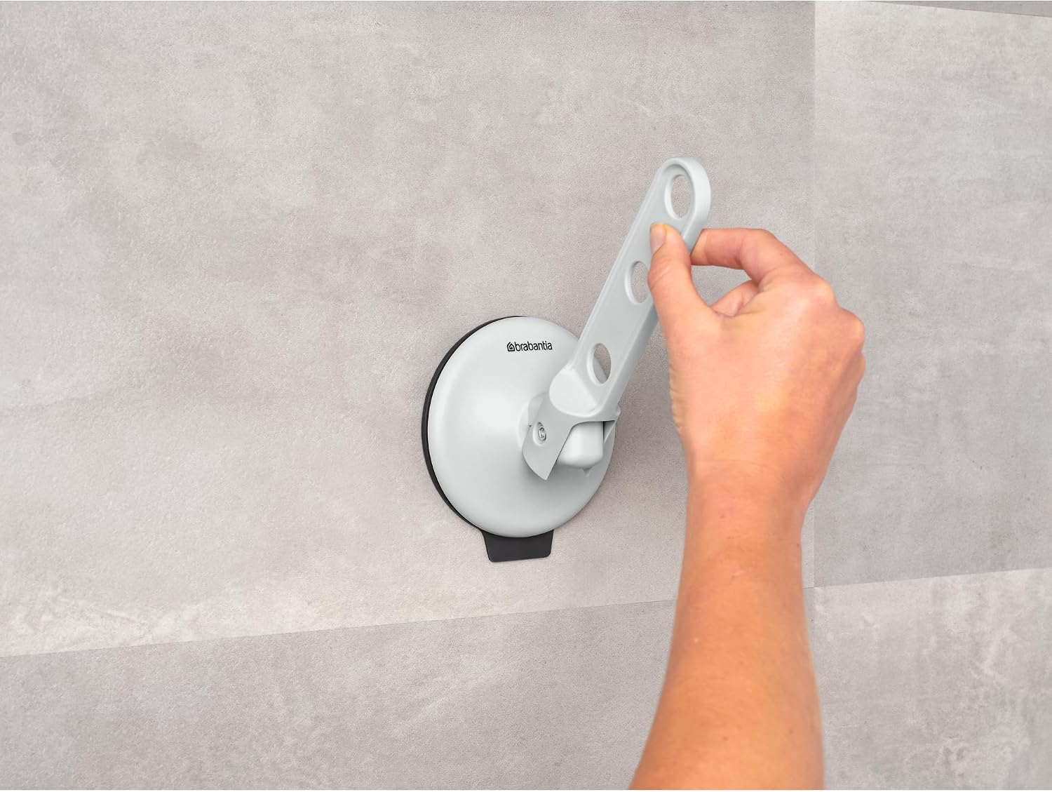 Brabantia Clothes Hook with Suction Cup – Light Gray | Airer Hook for Windows, Tiles, Mirrors | Compact Laundry Hanger Holds 3 Hangers, Up to 4.4 lbs | Ideal for Bathrooms or Small Spaces