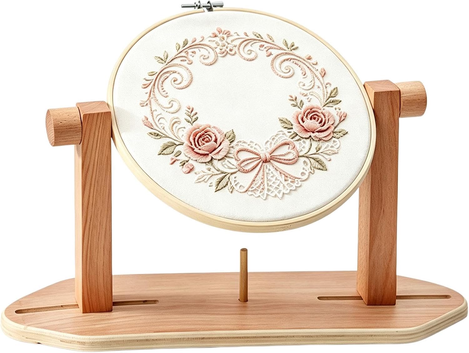 Embroidery Hoop Stand Wooden Rotating DIY Needlework Tool