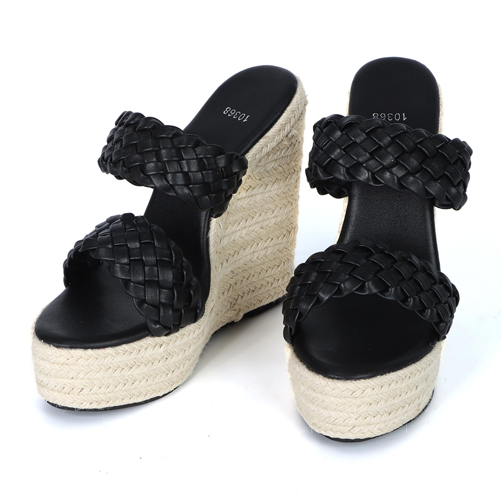 Ynport Crefreak Damen Plateau-Sandalen mit Geflochtenem Träger - Bequeme Schlupf-Sandalen mit offener Spitze für den Sommer und Strand
